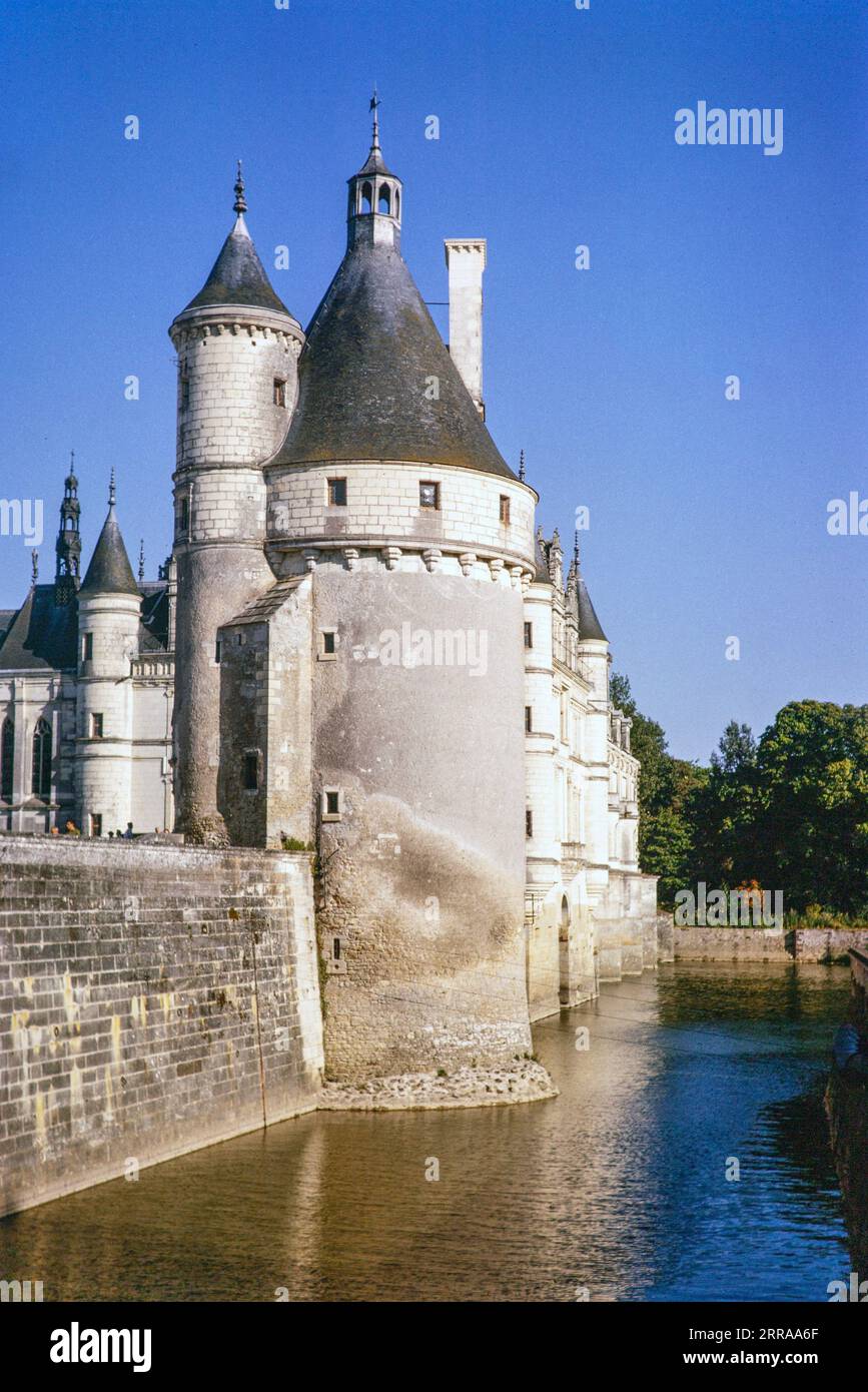 Architecture historique de Château Chenonceaux, le cher, vallée de la Loire, France 1964 Banque D'Images