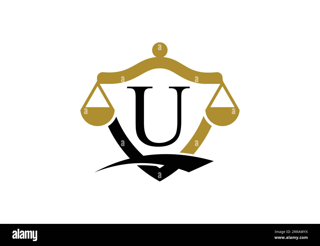 Alphabet monogramme U initial avec symbole de signe d'échelle de loi. Avocat, juridique, Service d'avocat, Bureau d'avocats, échelle, modèle de logo Illustration de Vecteur