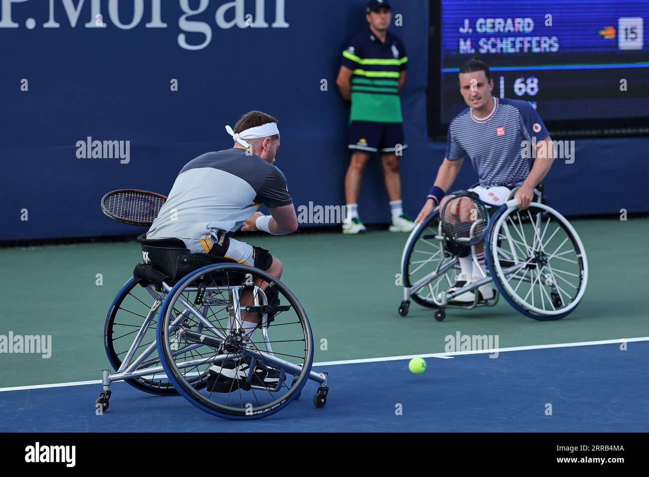 New York, New York, États-Unis. 6 septembre 2023. Alfie Hewett (GBR), Gordon Reid (GBR) en action lors de l'US Open 2023 - Championnats de tennis - fauteuil roulant/Rollstuhltennis - tennis en fauteuil roulant (image de crédit : © Mathias Schulz/ZUMA Press Wire) À USAGE ÉDITORIAL SEULEMENT! Non destiné à UN USAGE commercial ! Banque D'Images