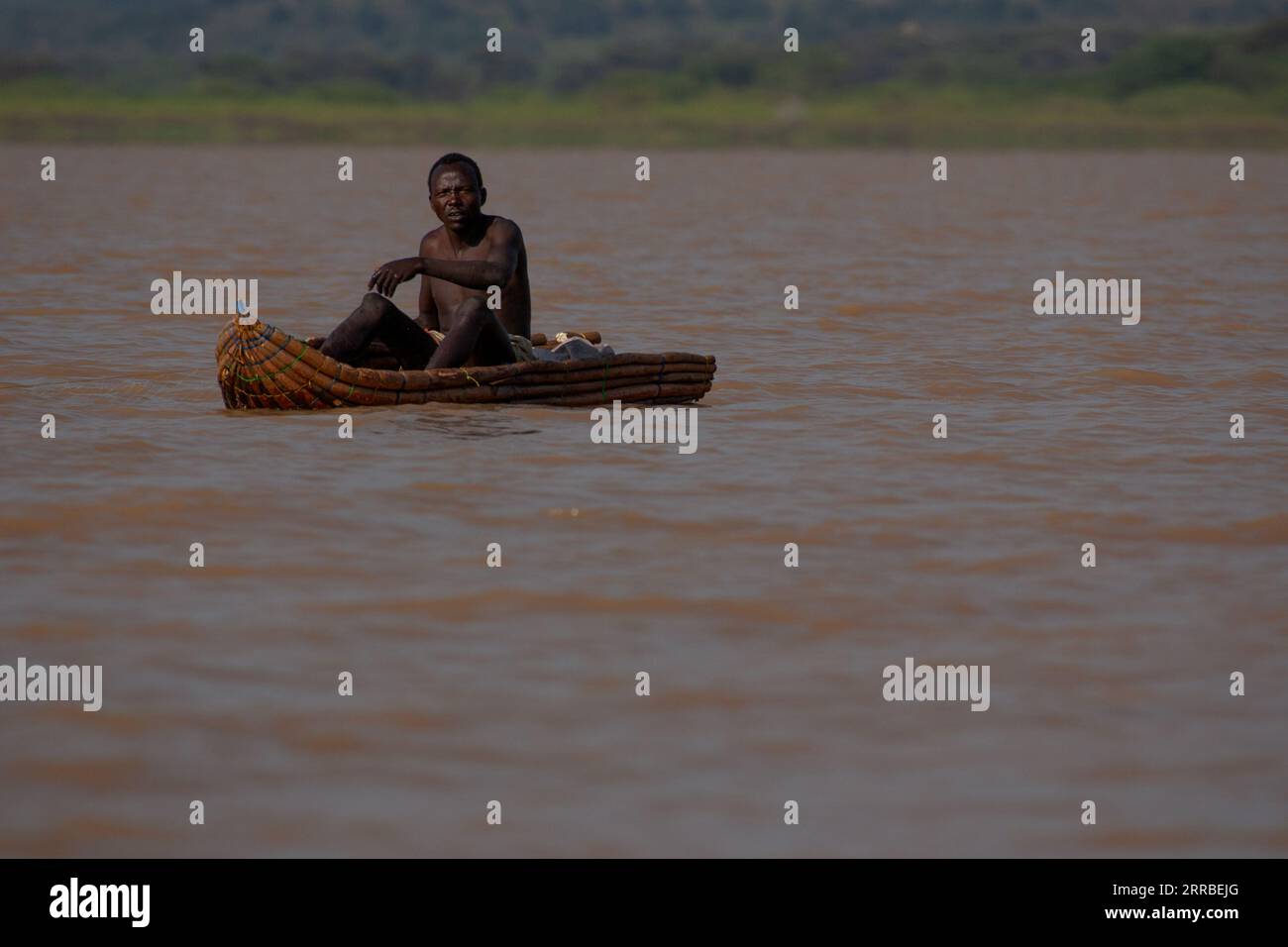 Les pêcheurs dans leurs bateaux sur le lac Baringo, au Kenya, l'Afrique Banque D'Images