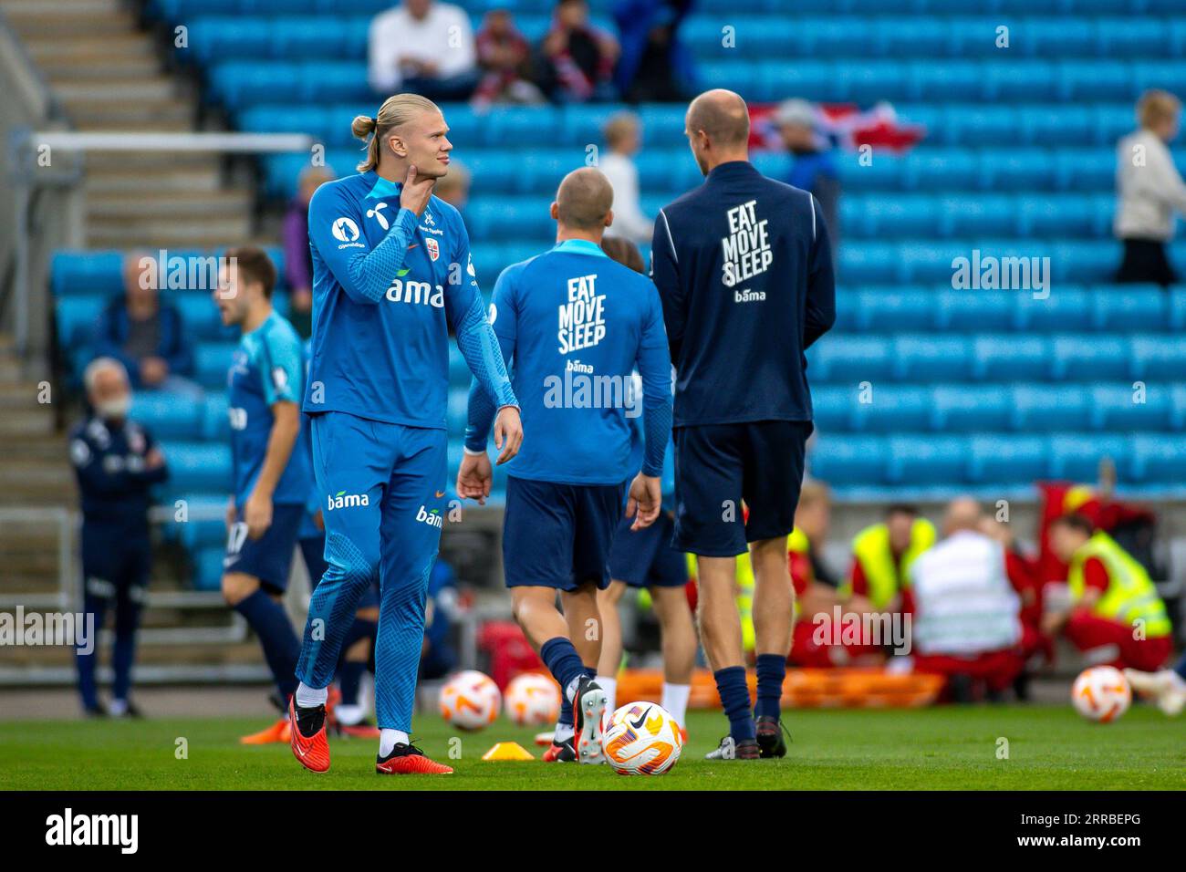 Oslo, Norvège, 07 septembre 2023. Le Norvégien Erling Braut Haaland avant le match entre la Norvège et la Jordanie au Ullevål Stadium à Oslo. Crédit : Frode Arnesen/Alamy Live News Banque D'Images