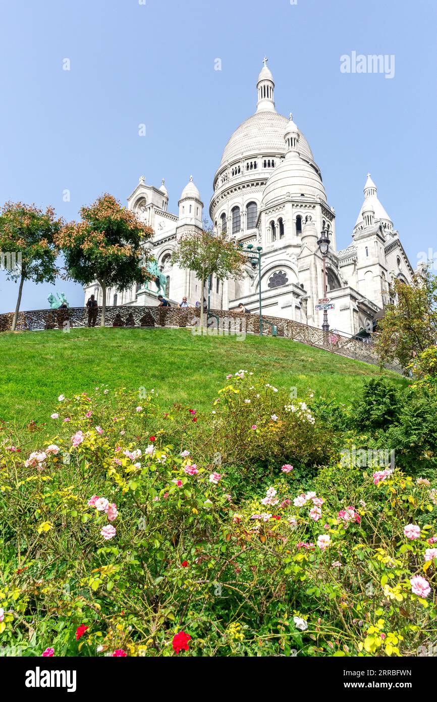 Basilique du Sacré-Cœur Cœur, rue du Chevalier de la barre, Montmartre, Paris, Île-de-France, France Banque D'Images