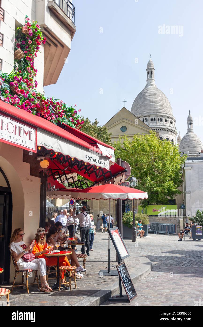 Restaurant la Bohème Montmartre, place du Tertre, Montmartre, Paris, Île-de-France, France Banque D'Images