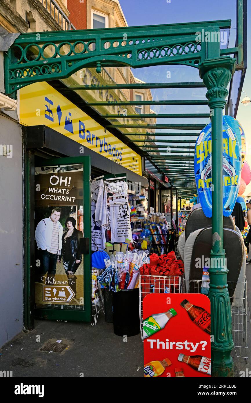 Boutique de souvenirs de la télévision Barybados, Barry Island septembre 2023. Banque D'Images