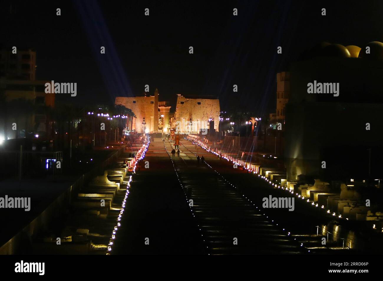 211124 -- LOUXOR ÉGYPTE, 24 novembre 2021 -- la photo prise le 24 novembre 2021 montre une vue de l'avenue restaurée des Sphinx à Louxor, en Égypte. Louxor, riche en monuments, accueillera une cérémonie glamour le 25 novembre pour rouvrir l avenue restaurée des Sphinx qui relie les anciens temples égyptiens de Louxor et Karnak. EGYPTE-LOUXOR-AVENUE DES SPHINX-RÉOUVERTURE-PRÉPARATIFS AHMEDXGOMAA PUBLICATIONXNOTXINXCHN Banque D'Images