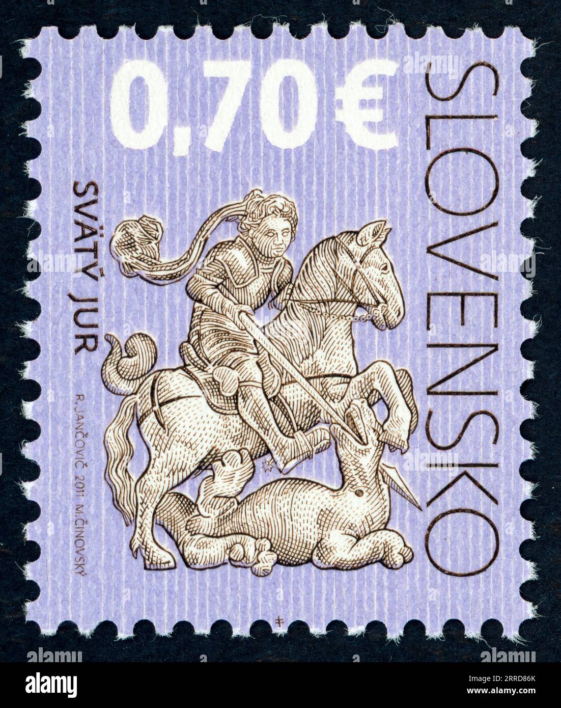 Timbre-poste : Patrimoine culturel de Slovaquie : église Saint-Georges de Svätý Jur. Timbre émis en Slovaquie en 2011. Banque D'Images