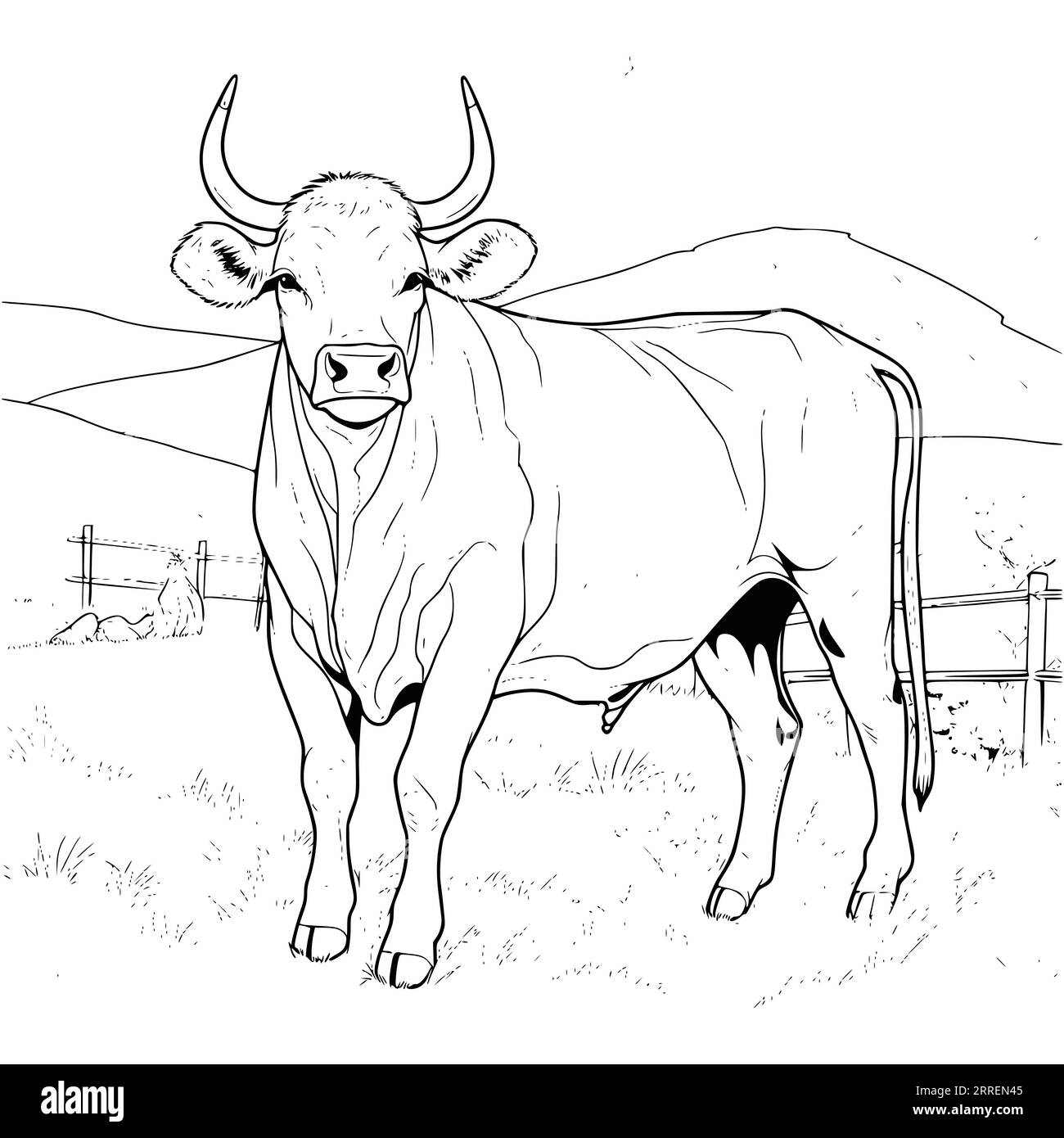 Pages à colorier de bétail pour les enfants Illustration de Vecteur