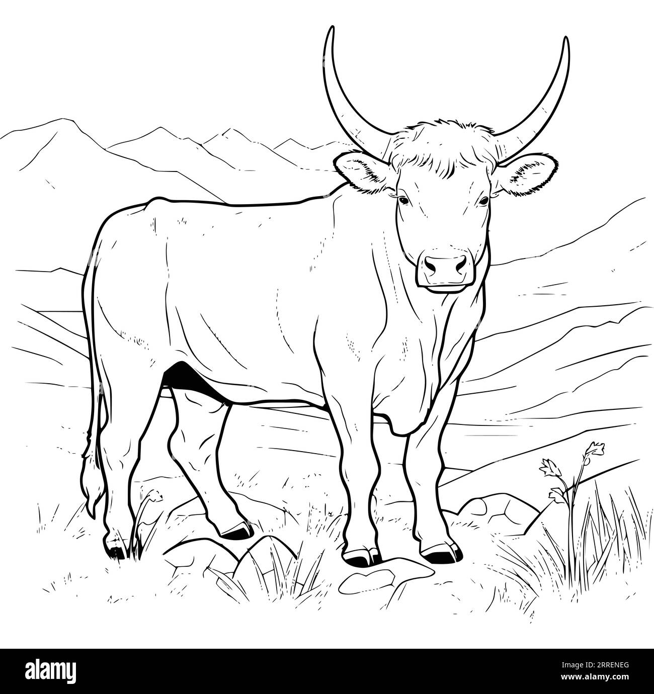 Pages à colorier de bétail pour les enfants Illustration de Vecteur