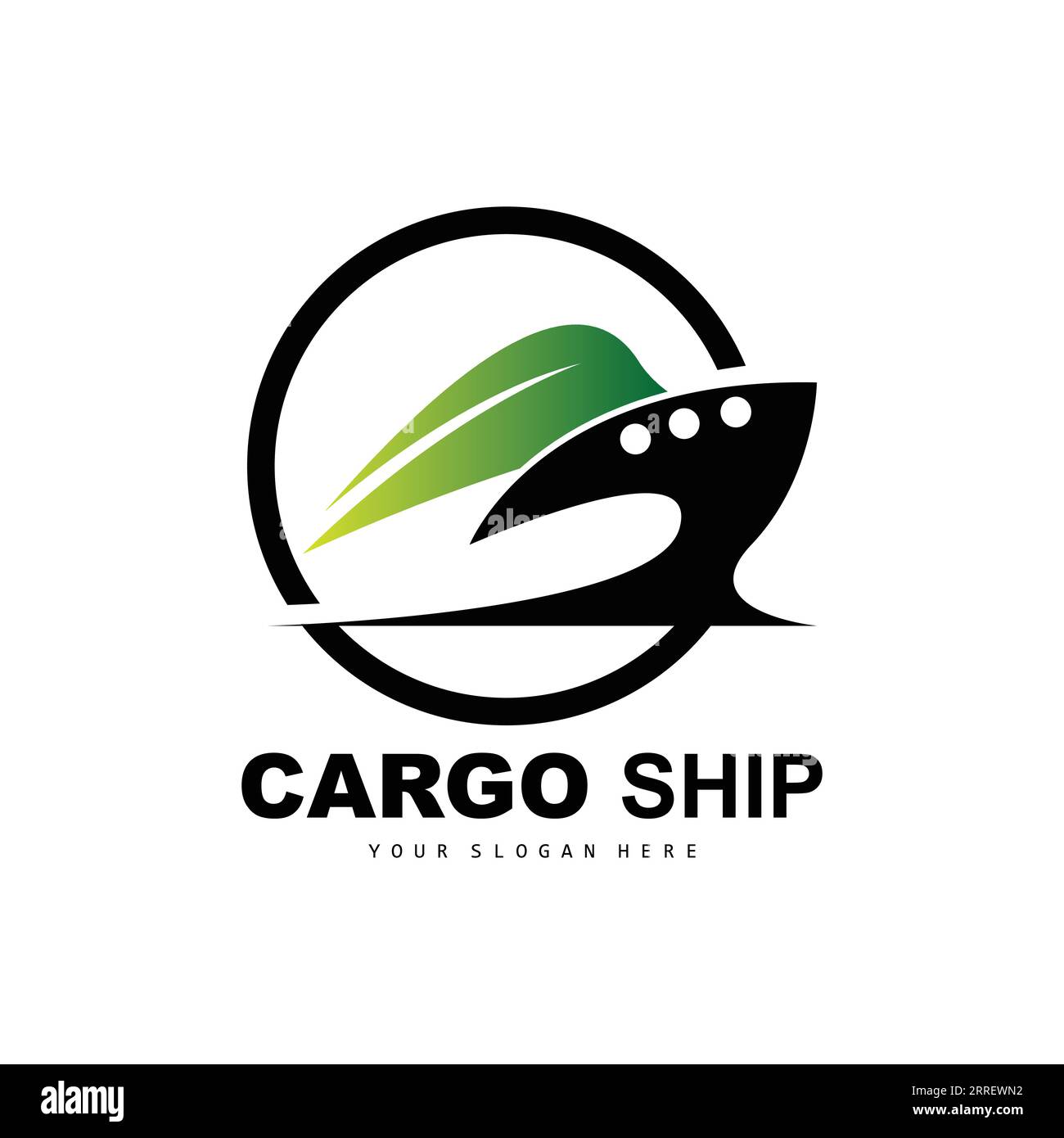 Logo de navire de cargaison, vecteur rapide de navire de cargaison, voilier, conception pour la société de fabrication de navires, voile de voie navigable, véhicules marins, transport, logistique Illustration de Vecteur