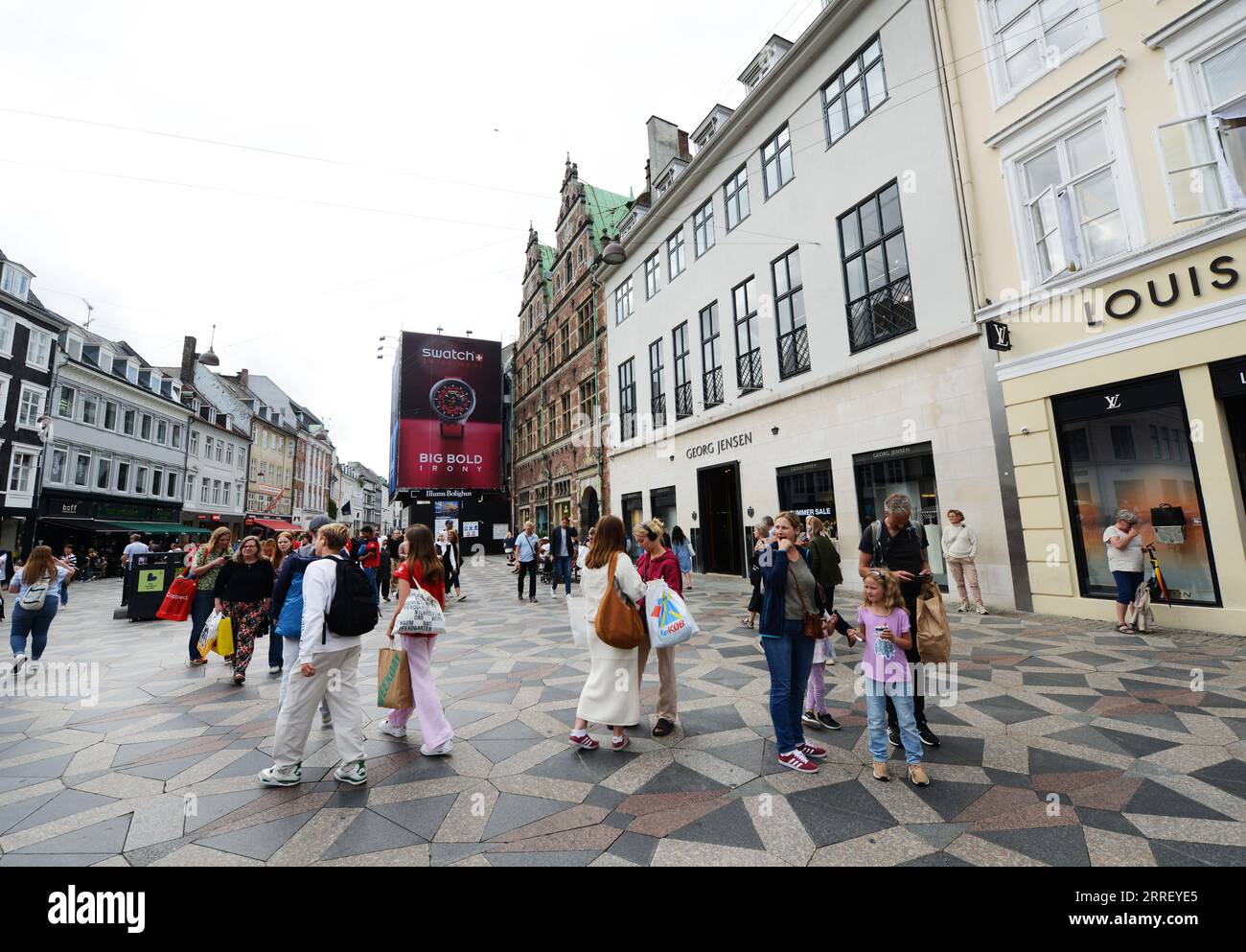 Strøget rue piétonne à Copenhague, Danemark. Banque D'Images