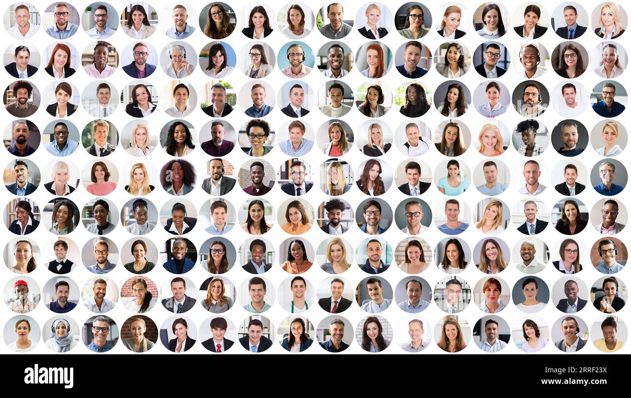 Les gens font face à un collage de tête.Divers portraits d'Avatar Banque D'Images
