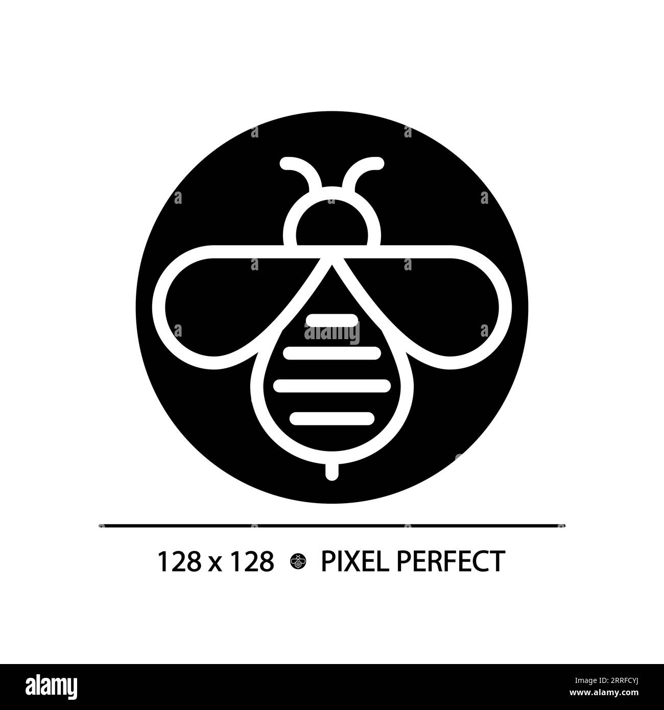 Icône d'abeille de style glyphe simple 2D. Illustration de Vecteur