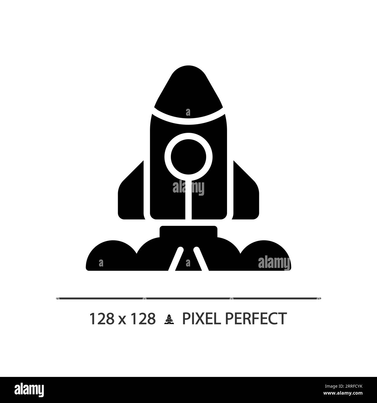 Icône de glyphe noir Pixel Perfect de lancement spatial Illustration de Vecteur