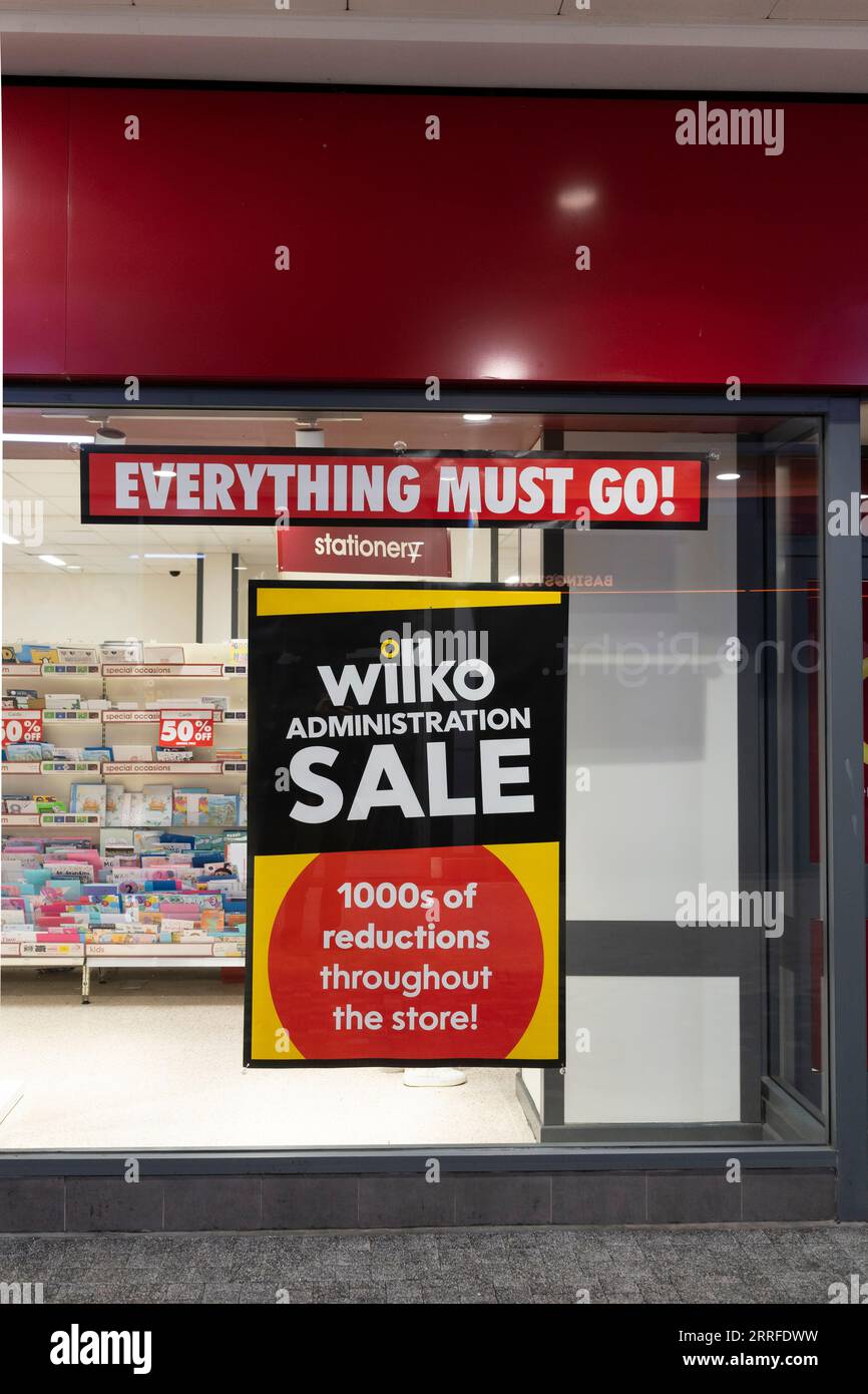 Wilko magasin à Basingstoke annonçant une vente administrative après des problèmes financiers et peut fermer tous les magasins si un acheteur n'est pas trouvé. Angleterre Banque D'Images
