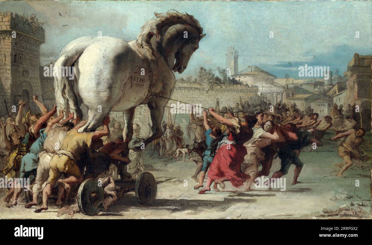 Giovanni Domenico Tiepolo - la procession du cheval de Troie dans Troie с1760 Banque D'Images