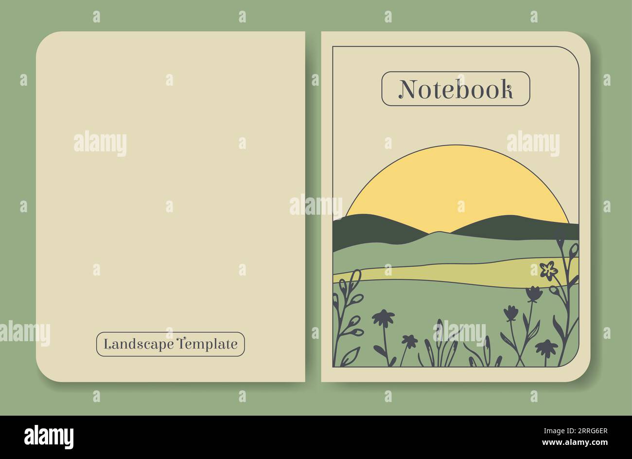 Modèle de couverture de cahier design minimaliste de prairie d'été Illustration de Vecteur