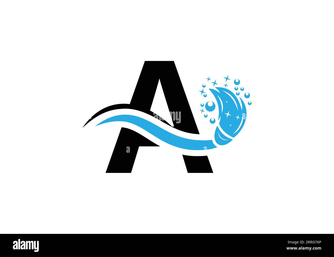 Lettre A concept de logo de service de nettoyage avec modèle de symbole de brosse propre. Illustration de Vecteur