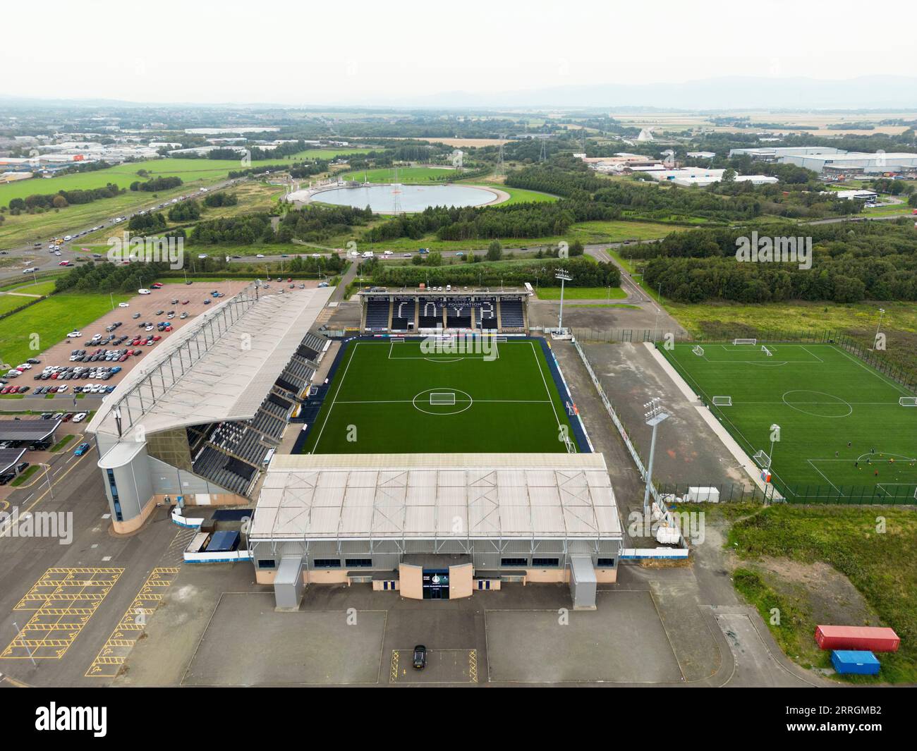 Vue aérienne drone du stade de Falkirk Banque D'Images