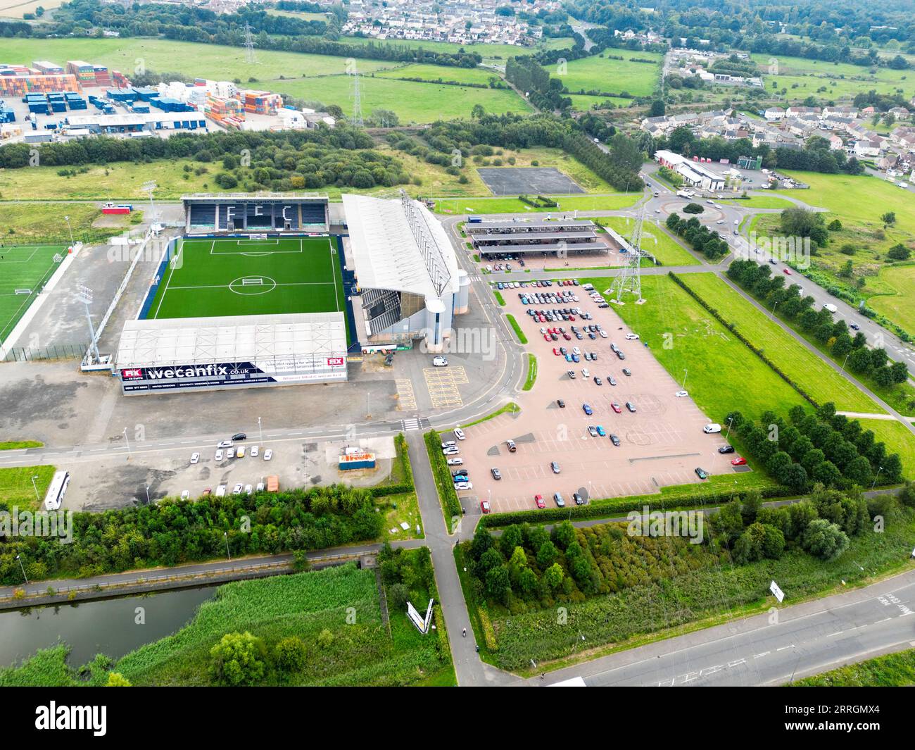 Vue aérienne drone du stade de Falkirk Banque D'Images