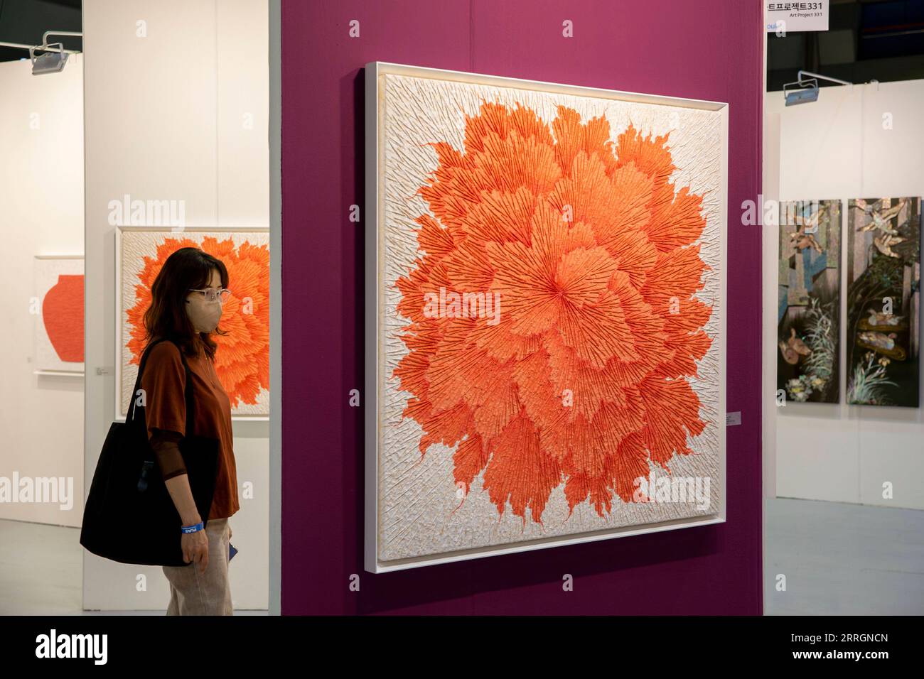 220527 -- SÉOUL, le 27 mai 2022 -- Un visiteur visite une exposition de Plastic Art Seoul à Séoul, Corée du Sud, le 27 mai 2022. L'exposition lancée jeudi durera jusqu'au 29 mai. CORÉE DU SUD-SÉOUL-EXPOSITION D'ART CONTEMPORAIN WANGXYILIANG PUBLICATIONXNOTXINXCHN Banque D'Images