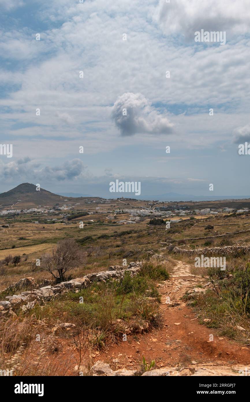 Route byzantine menant au village de Prodromos sur l'île de Paros Banque D'Images