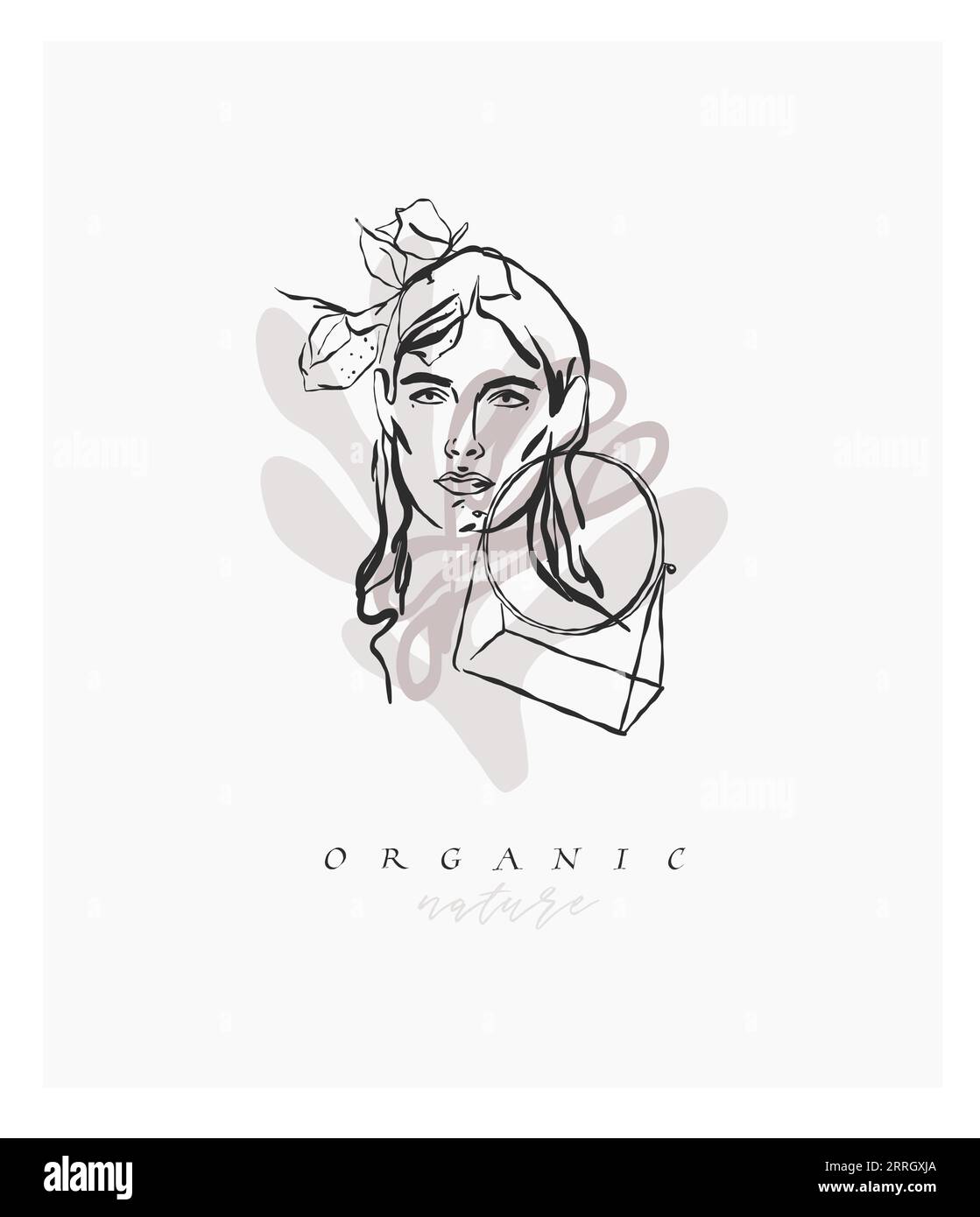 Dessin au trait graphique abstrait vectoriel dessiné à la main impression de collection simple, contemporaine avec l'esthétique Boho formes graphiques organiques.Fashion concept féminin Illustration de Vecteur