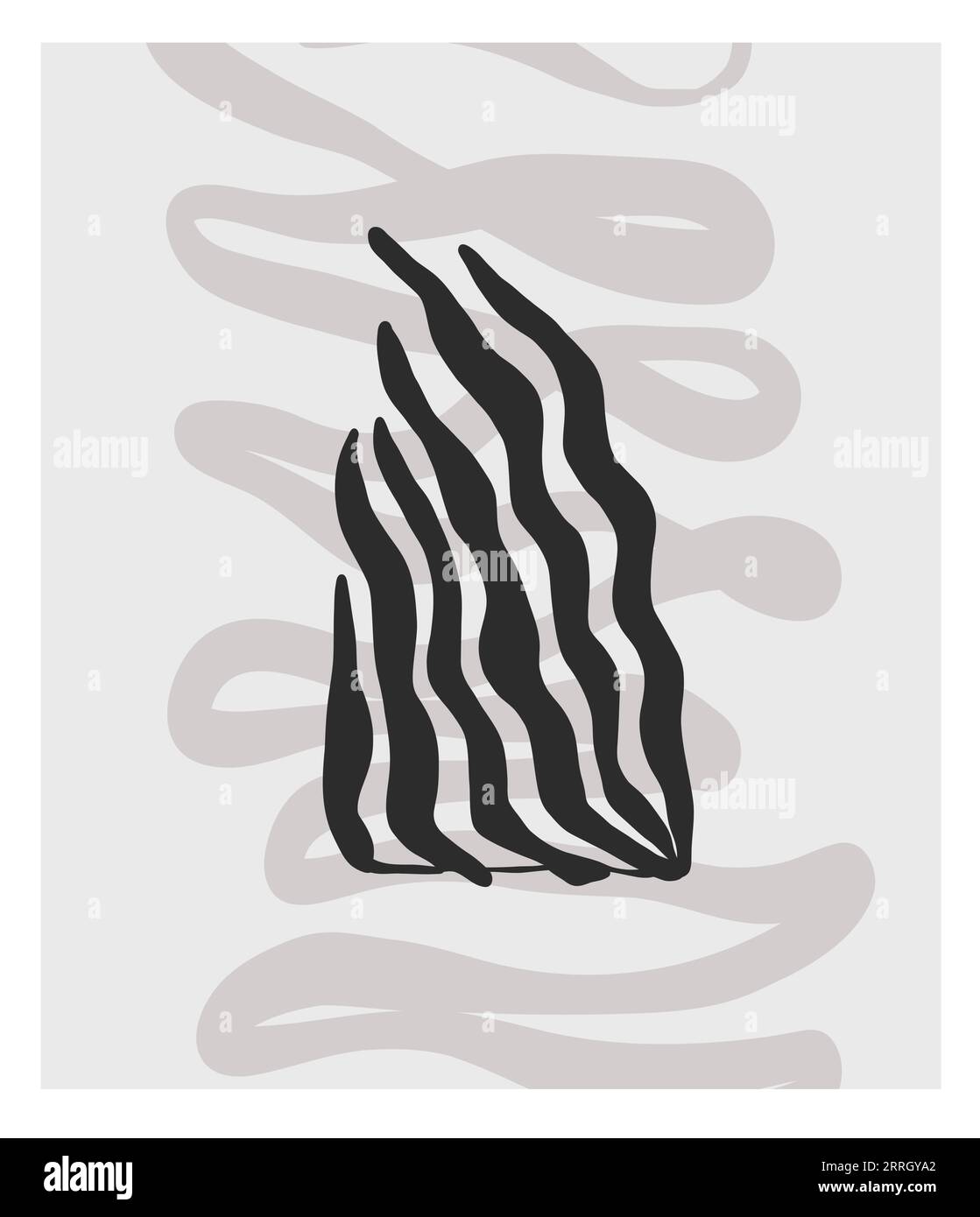 Dessin au trait graphique abstrait vectoriel dessiné à la main impression de collection simple, contemporaine avec l'esthétique Boho formes graphiques organiques.Fashion concept féminin Illustration de Vecteur