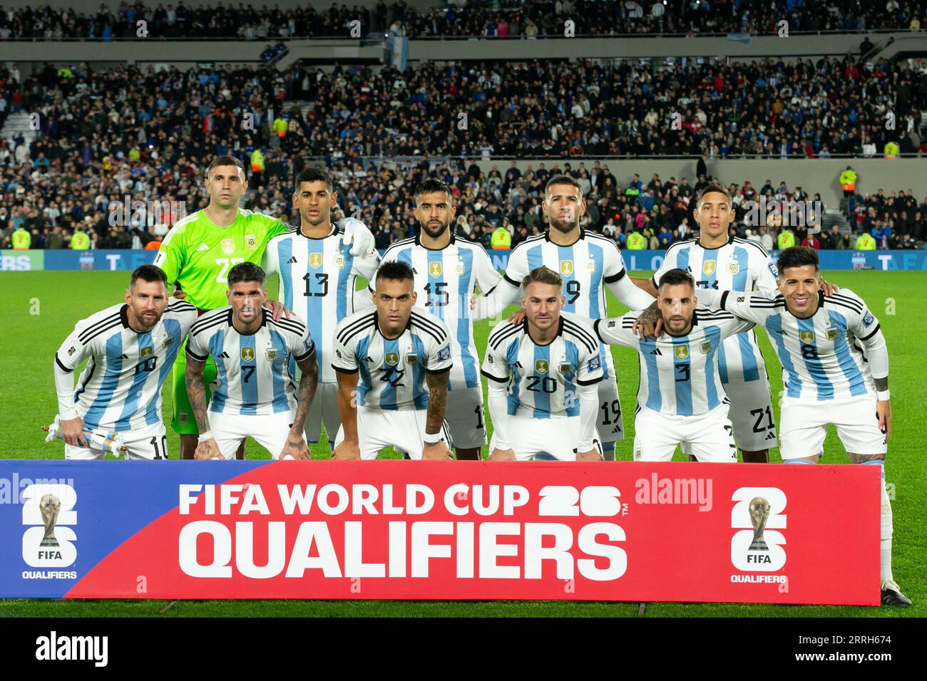 Buenos Aires, Argentine. 08 septembre 2023. BUENOS AIRES, ARGENTINE - 7 SEPTEMBRE : onze premiers de l'Argentine avant le match de qualification pour la coupe du monde de la FIFA 2026 entre l'Argentine et l'Équateur à l'Estadio Más Monumental Antonio Vespucio Liberti le 07 septembre 2023 à Buenos Aires, Argentine. (Photo de Florencia Tan Jun/Pximages) crédit : PX Images/Alamy Live News Banque D'Images