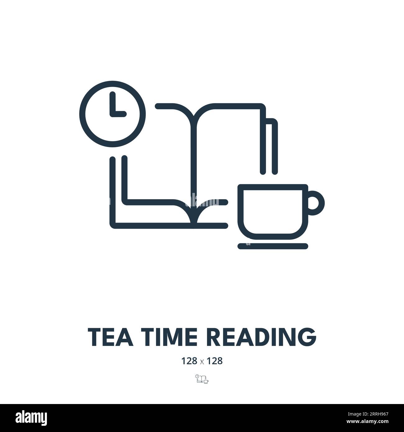 Icône de lecture de l'heure de thé. Réservez, buvez, Cup. Contour modifiable. Icône vecteur simple Illustration de Vecteur