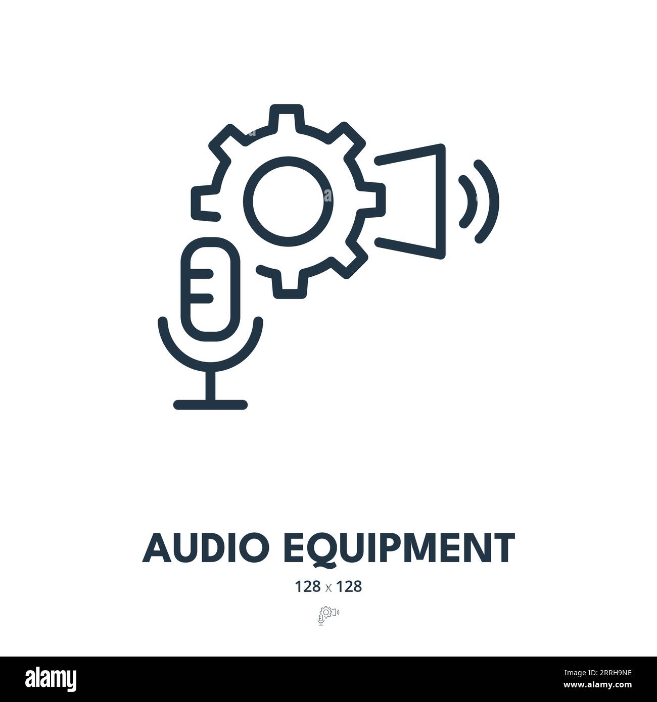 Icône équipement audio. Son, microphone, musique. Contour modifiable. Icône vecteur simple Illustration de Vecteur