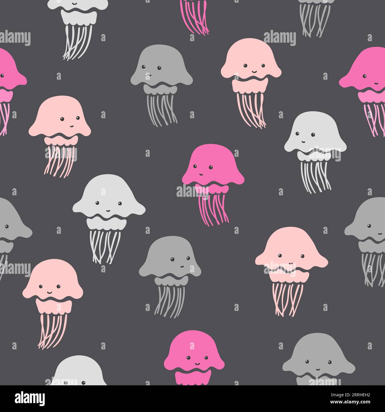 Modèle sans couture avec méduse mignonne. Imprimé bébé. Illustration de Vecteur