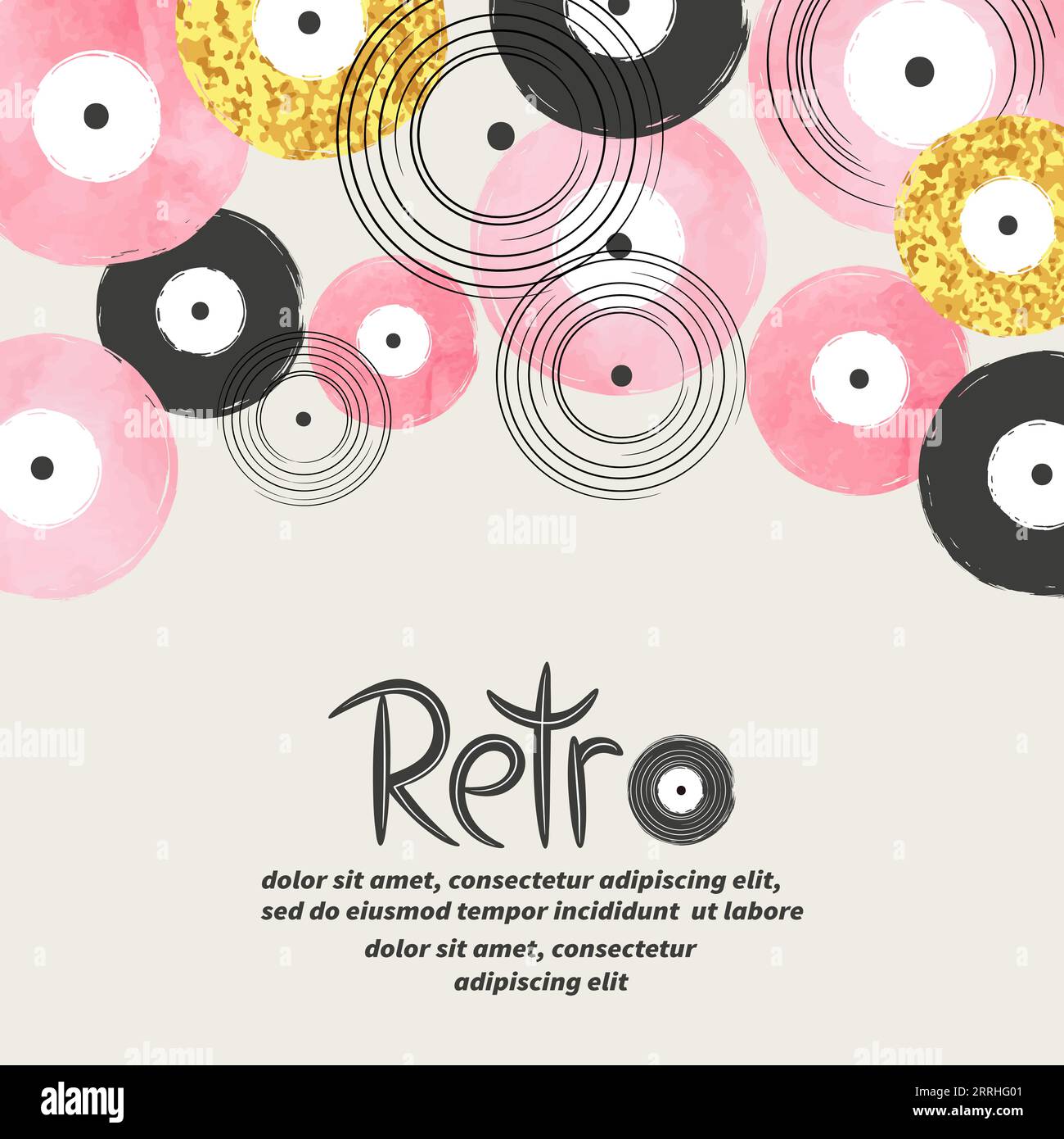 Fond musical abstrait avec disques vinyles. Conception d'affiches. Illustration de Vecteur