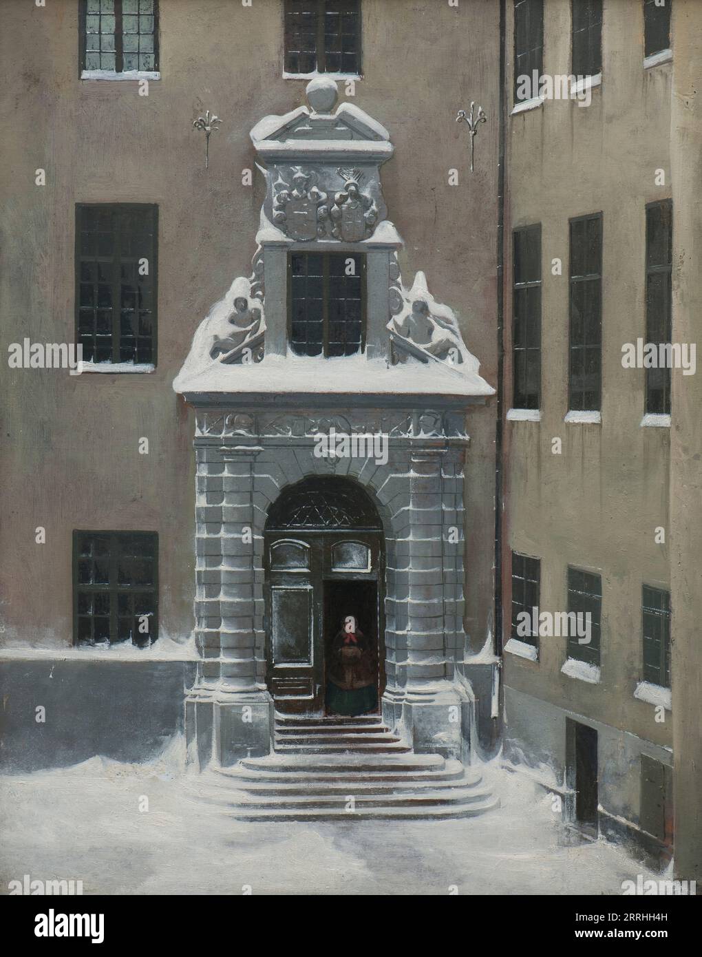 Scène d'hiver de l'actuel ministère des Affaires étrangères, Stockholm, milieu du 19e siècle. Banque D'Images