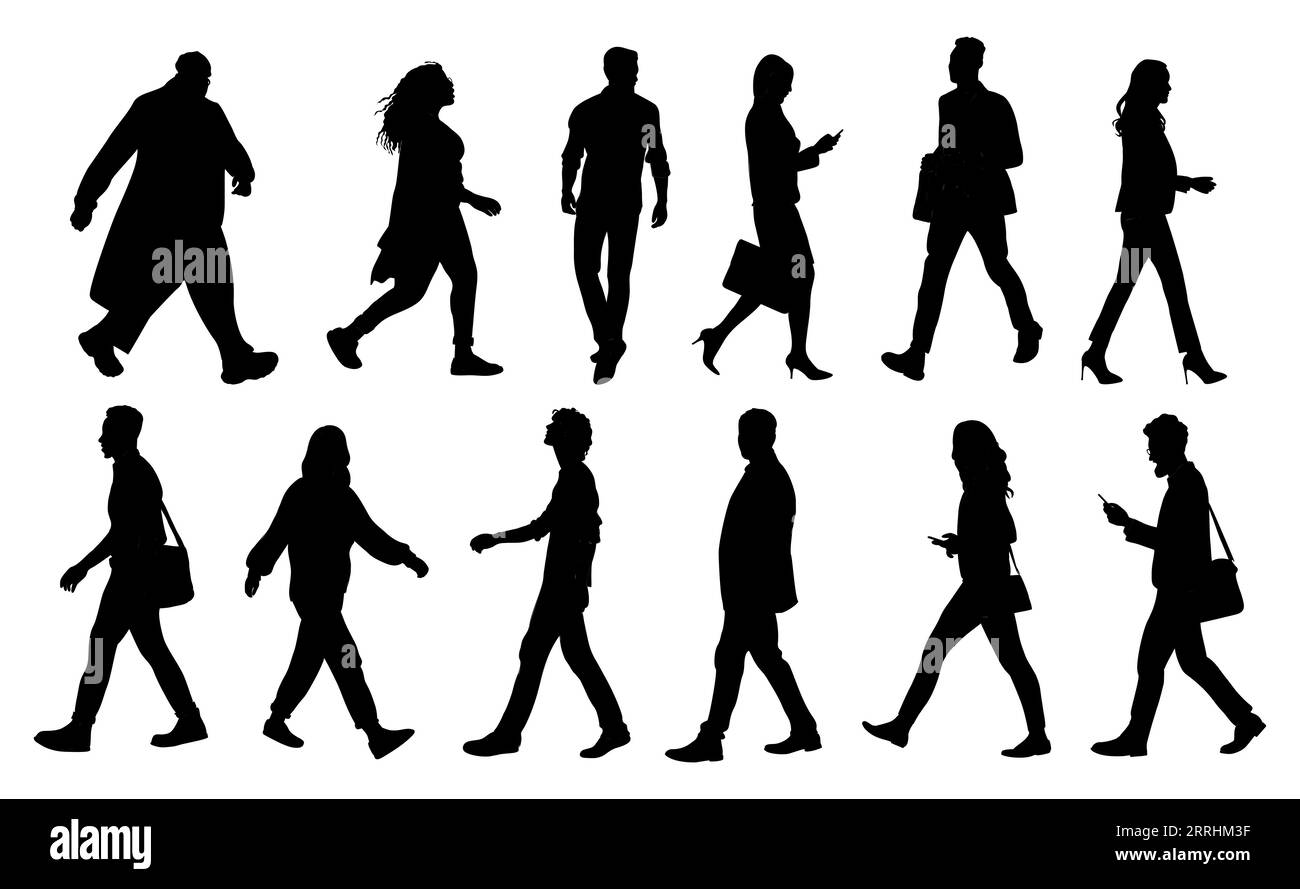 Silhouettes de gens d'affaires marchant vecteur art Illustration de Vecteur