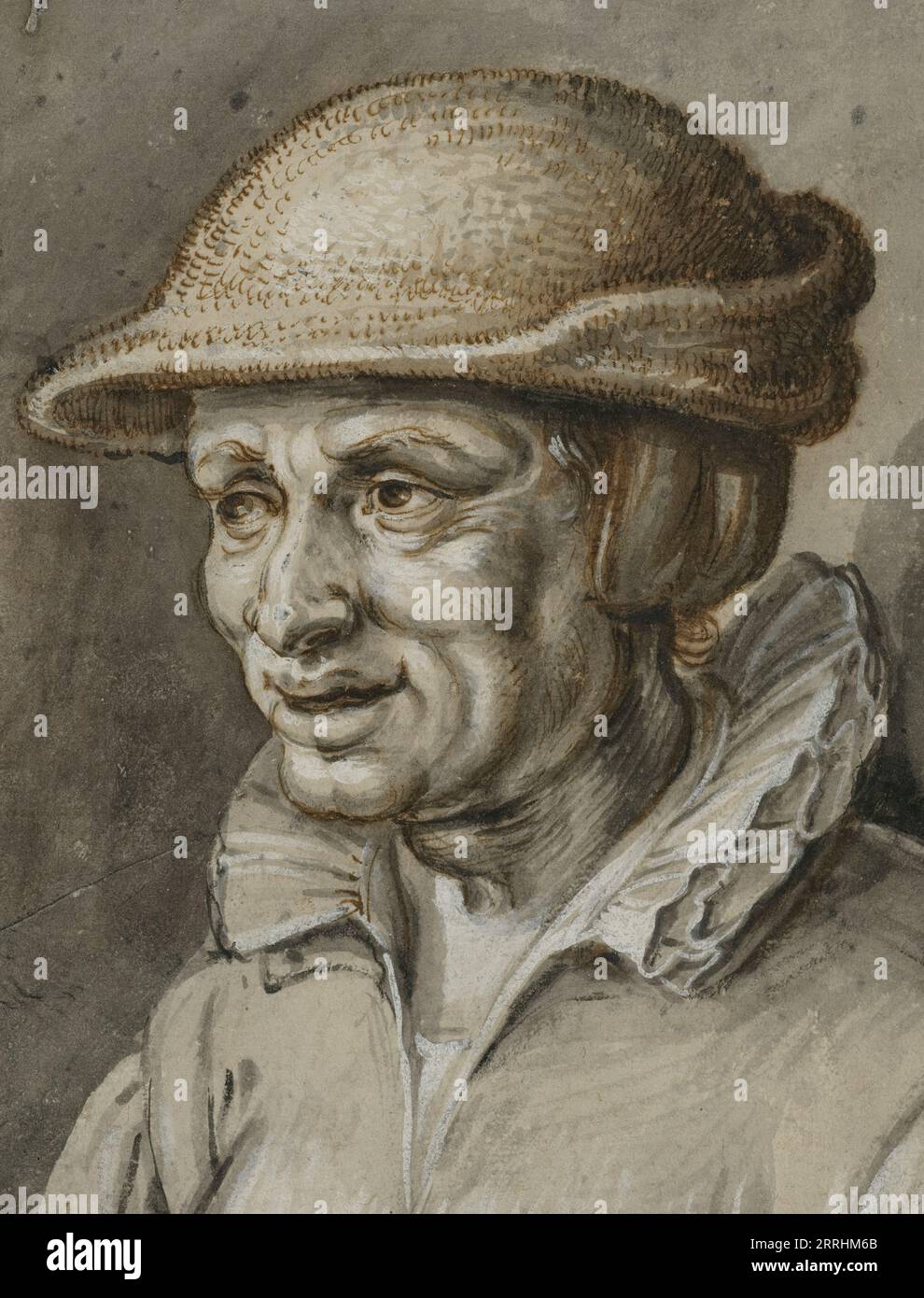 Portrait d'une vieille femme dans une casquette en cuir, c17ème siècle. Banque D'Images