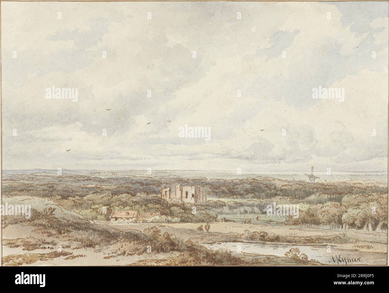 Vue depuis les dunes de la ruine de Brederode, 1813-1863. Banque D'Images