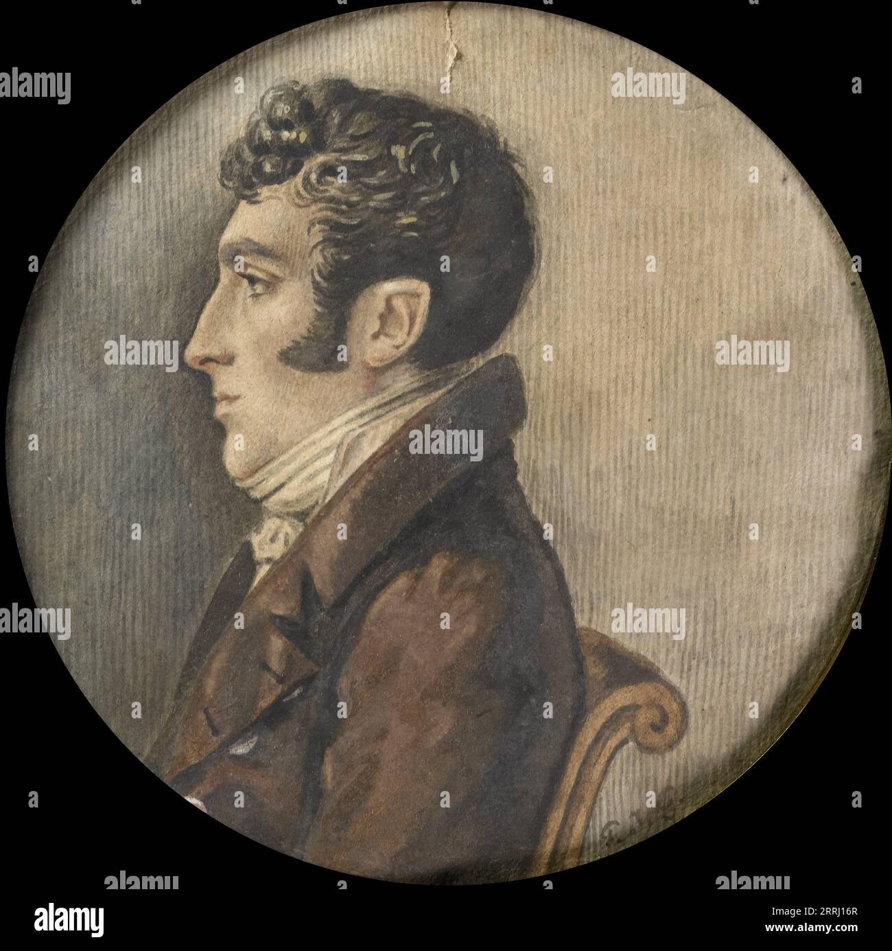 Portrait de Frederik Willem van Limburg Stirum (1774-1850), 1810-1815. Arrière-grand-père de A.C.A.J. Clifford, dont la femme a fait don de la miniature au musée. Buste, de profil vers la gauche. Banque D'Images