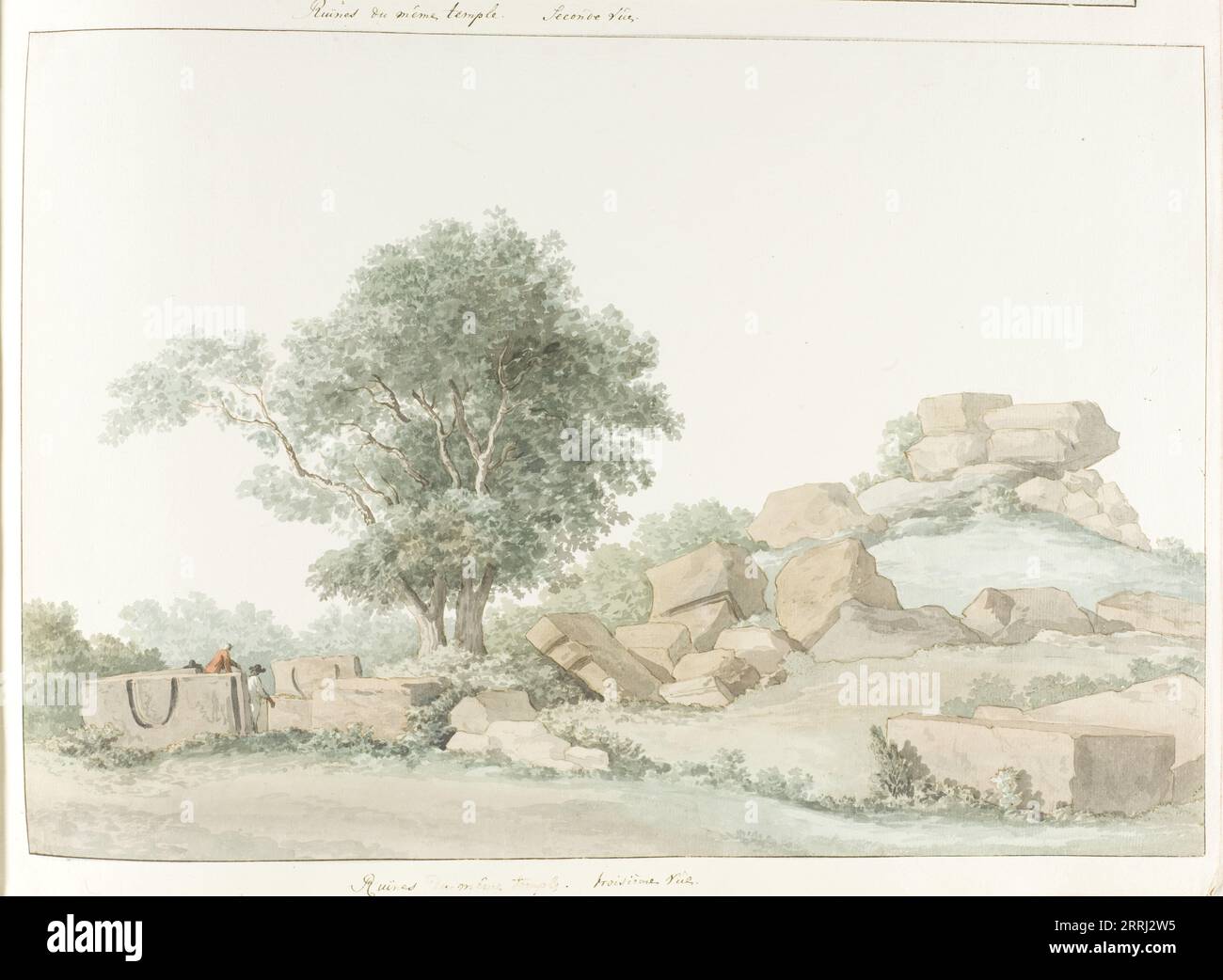 Ruine de Zeus Olympus Temple du vieux Agrigente, 1778. Tiré de l'album 'Voyage en Italie, Sicile et Malte'. Banque D'Images