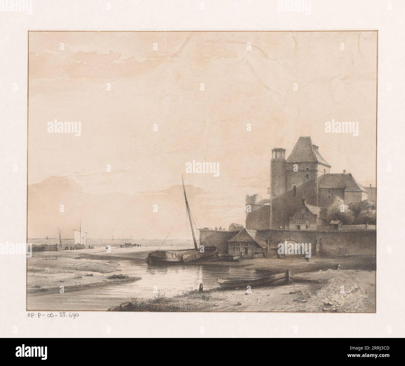 Château sur une rivière, 1849-1859. Banque D'Images