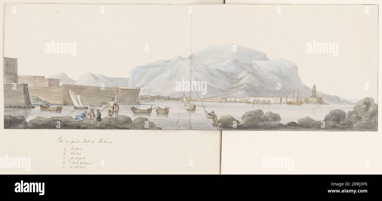 Vue sur le grand port de Palerme, 1778. Tiré de l'album 'Voyage en Italie, Sicile et Malte'. Banque D'Images