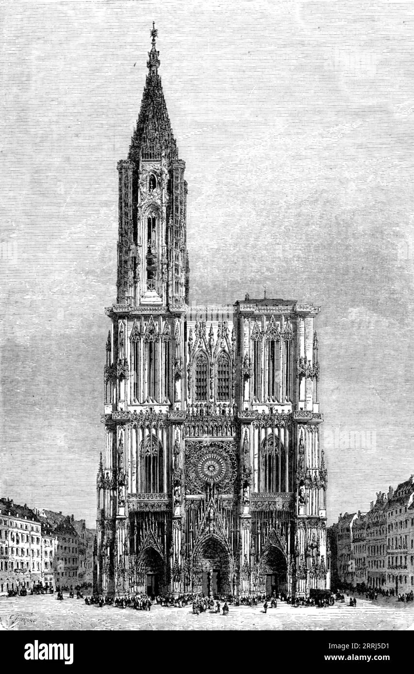 'Cathédrale de Strasbourg-façade occidentale, tours et flèche ; de l'Alsace au Hartz', 1975. De, 'Illustrated Travelss' de H.W. Bates. [Cassell, Petter et Galpin, c1880, Londres] Banque D'Images