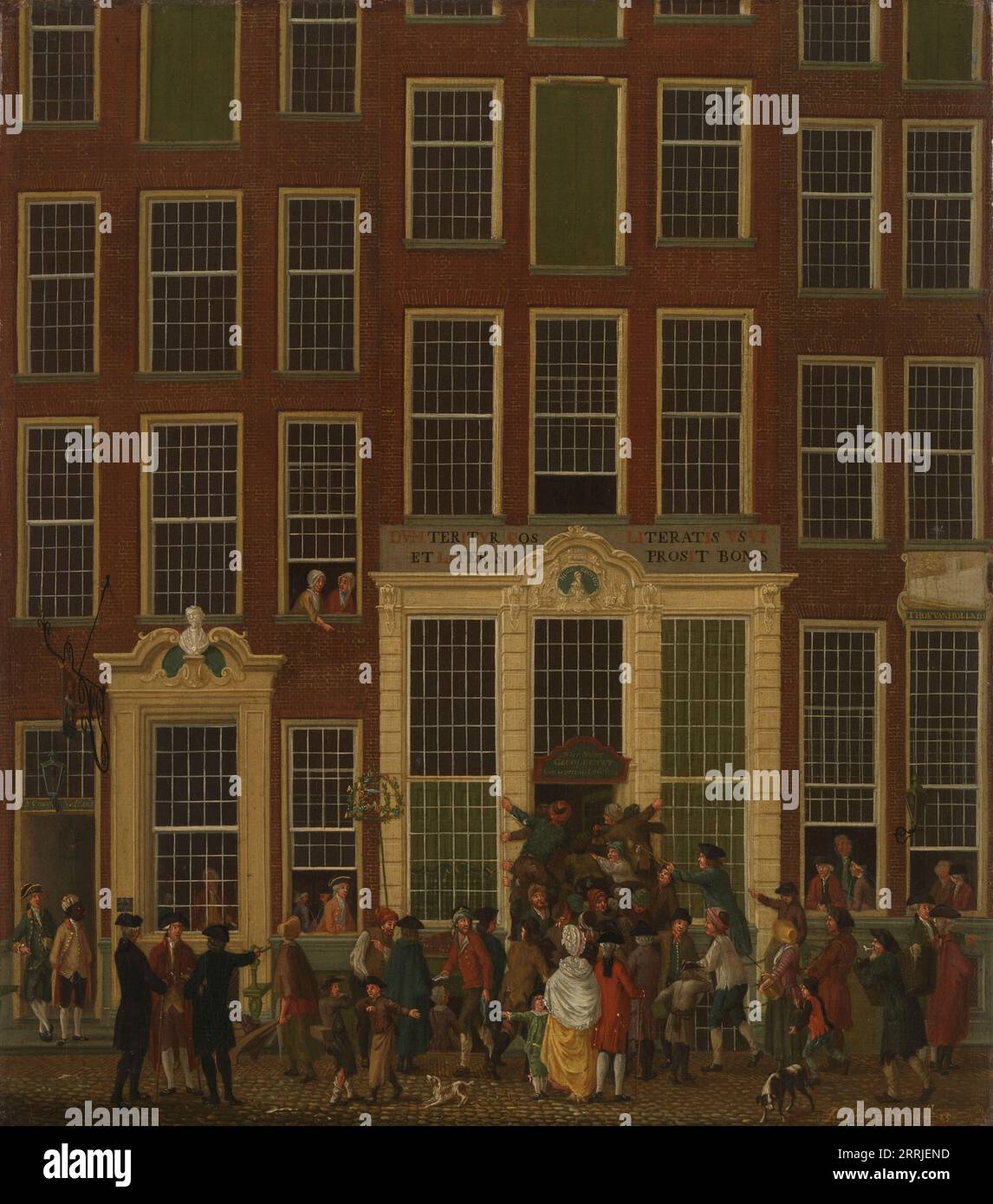 La librairie et l'agence de loterie de Jan de Groot dans la Kalverstraat à Amsterdam, 1779. Banque D'Images