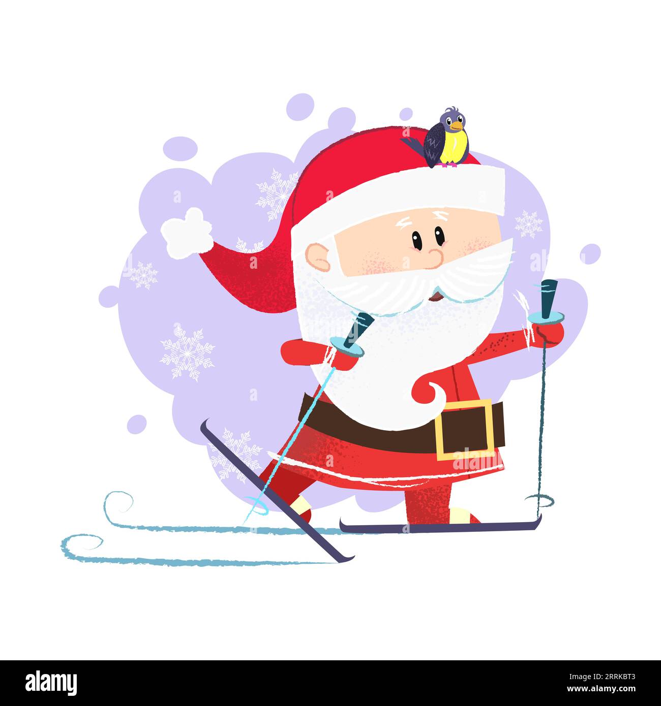 Mignon Père Noël ski Illustration de Vecteur