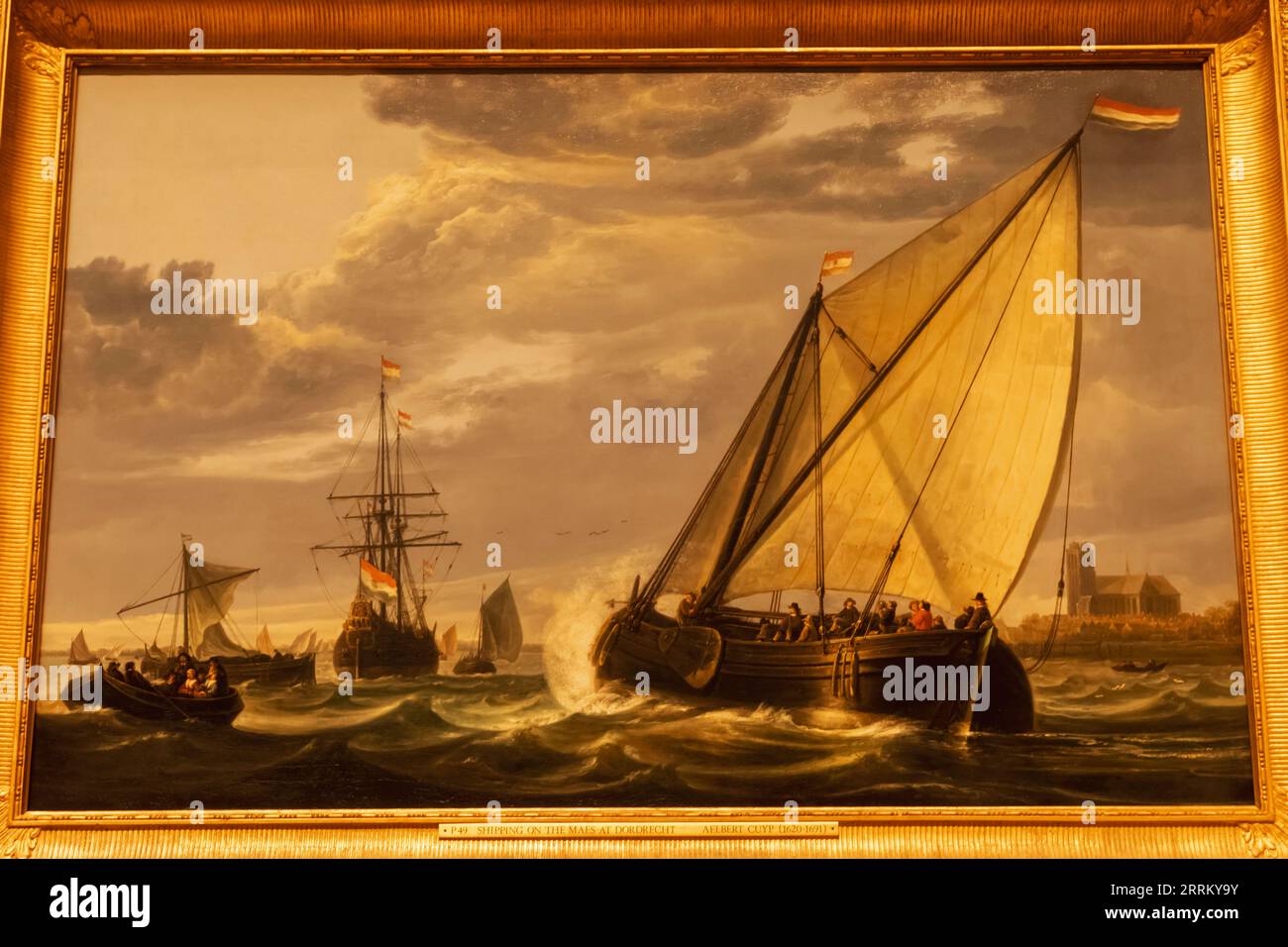 Angleterre, Londres, Heartford House, le Wallace Collection Museum, peinture intitulée «expédition sur la Maas à Dordrecht» par Aelbert Cuyp Banque D'Images