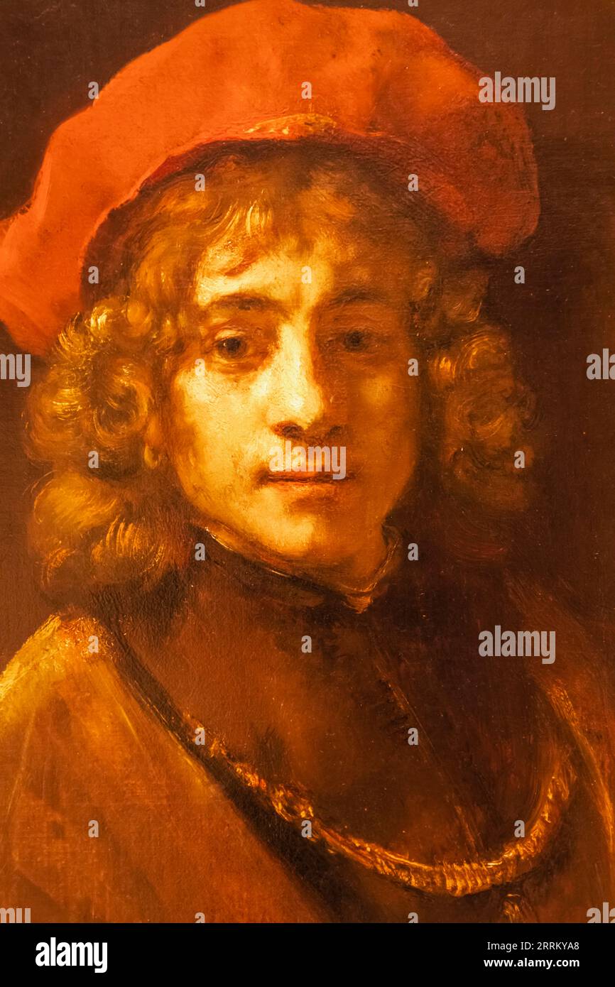 Angleterre, Londres, Heartford House, The Wallace Collection Museum, peinture intitulée « Titus, the Artist's son » de Rembrandt Banque D'Images