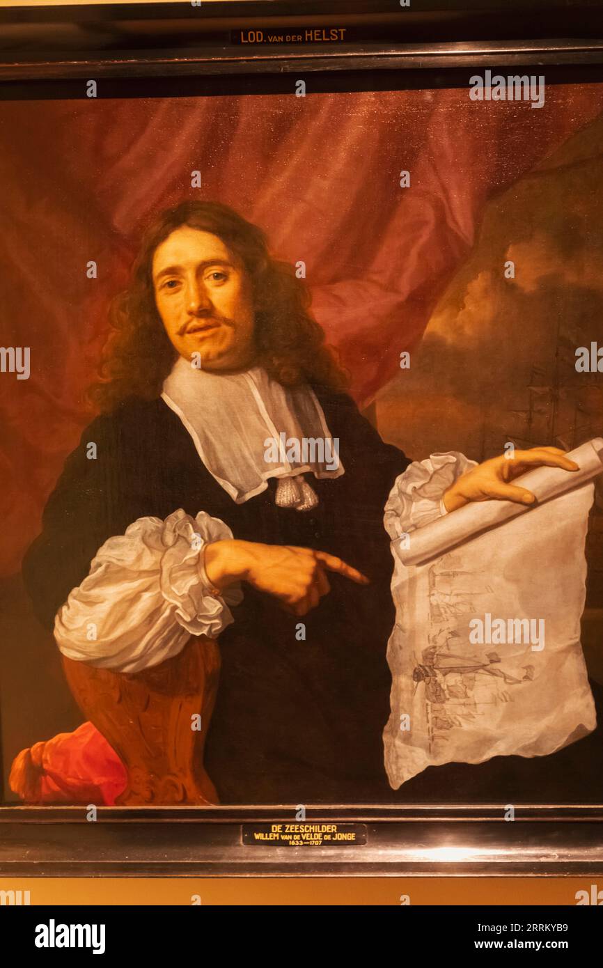 Angleterre, Londres, Greenwich, la maison de la Reine, peinture de Willem Van de Velde le jeune par Lodewijk Van Der helst en 1672 Banque D'Images