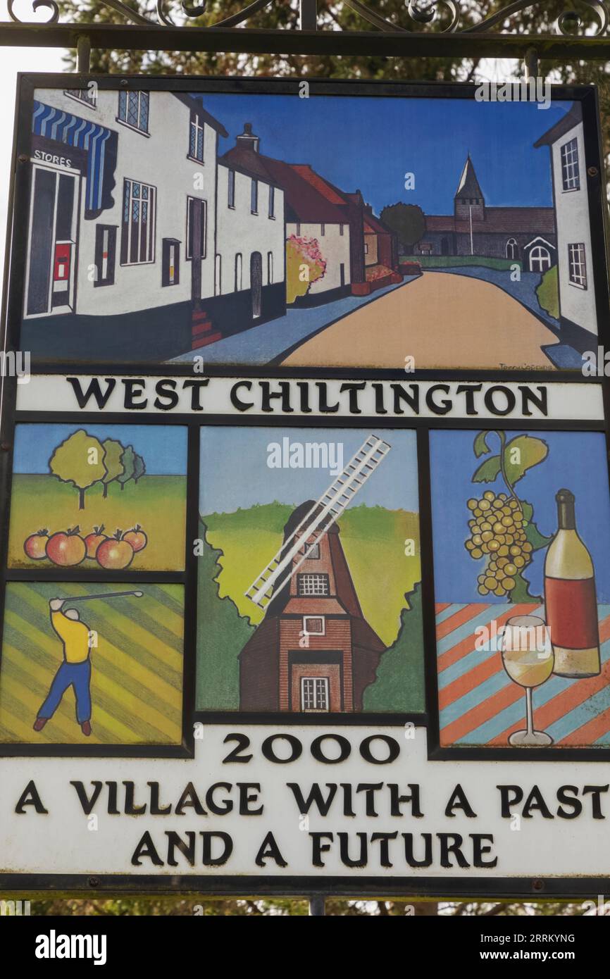 Angleterre, Sussex, West Sussex, West Chiltington Village, Village Sign Banque D'Images