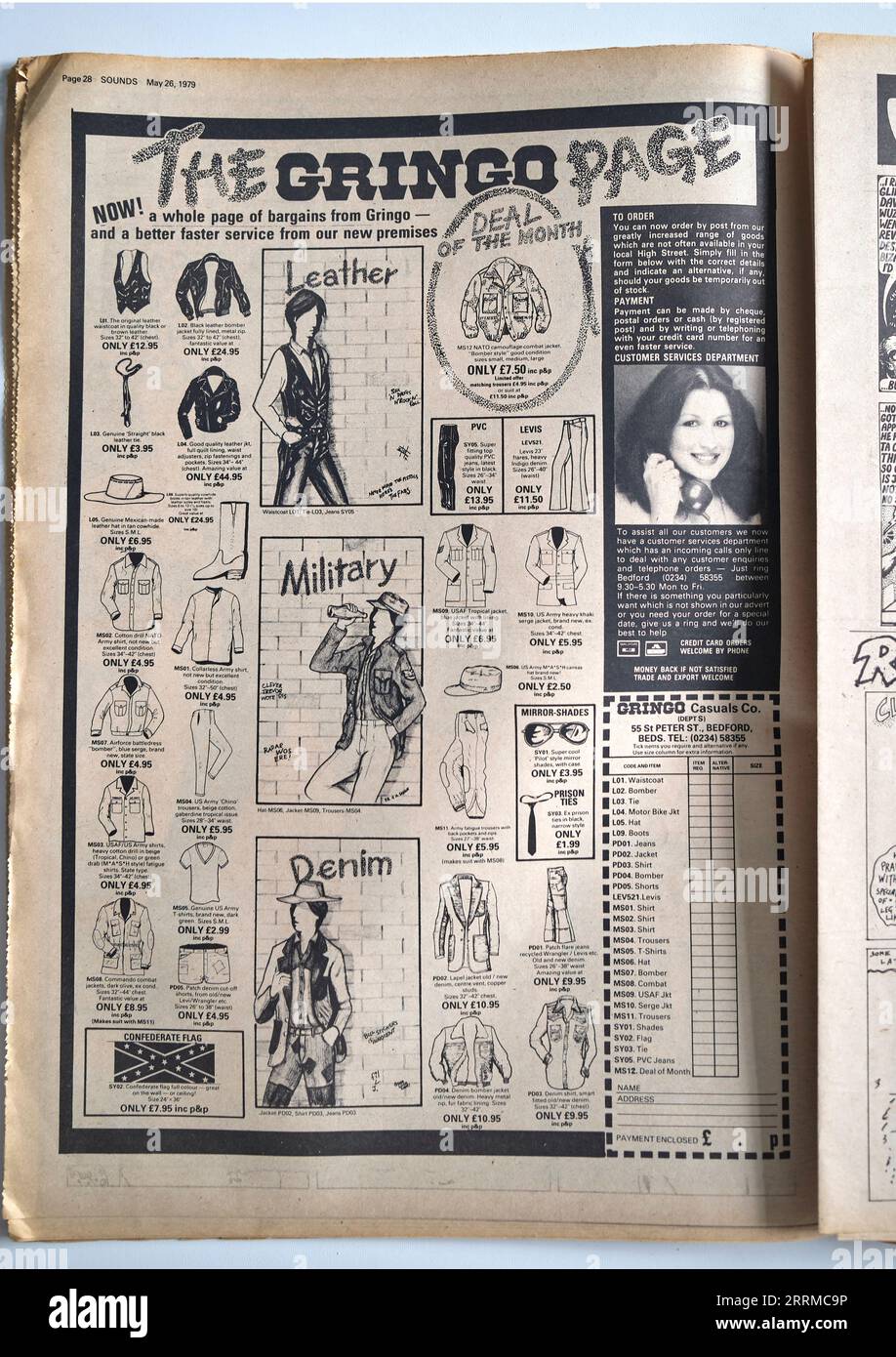 Publicité pour Gringo Casuals Clothing dans le numéro des années 1970 de Sounds Music Paper Banque D'Images
