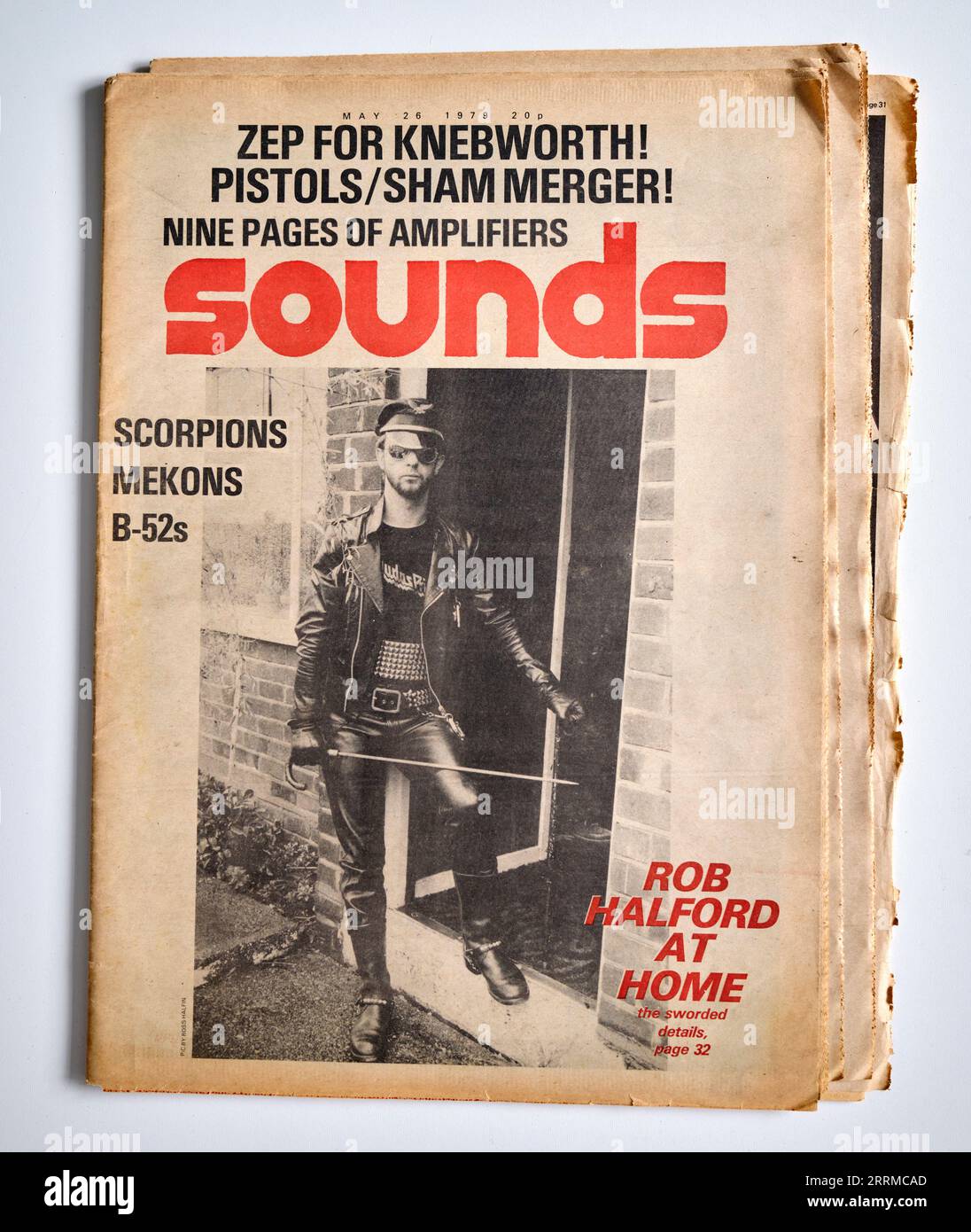 Numéro des années 1970 de Sounds avec Rob Halford de Judas Priest sur la couverture Banque D'Images