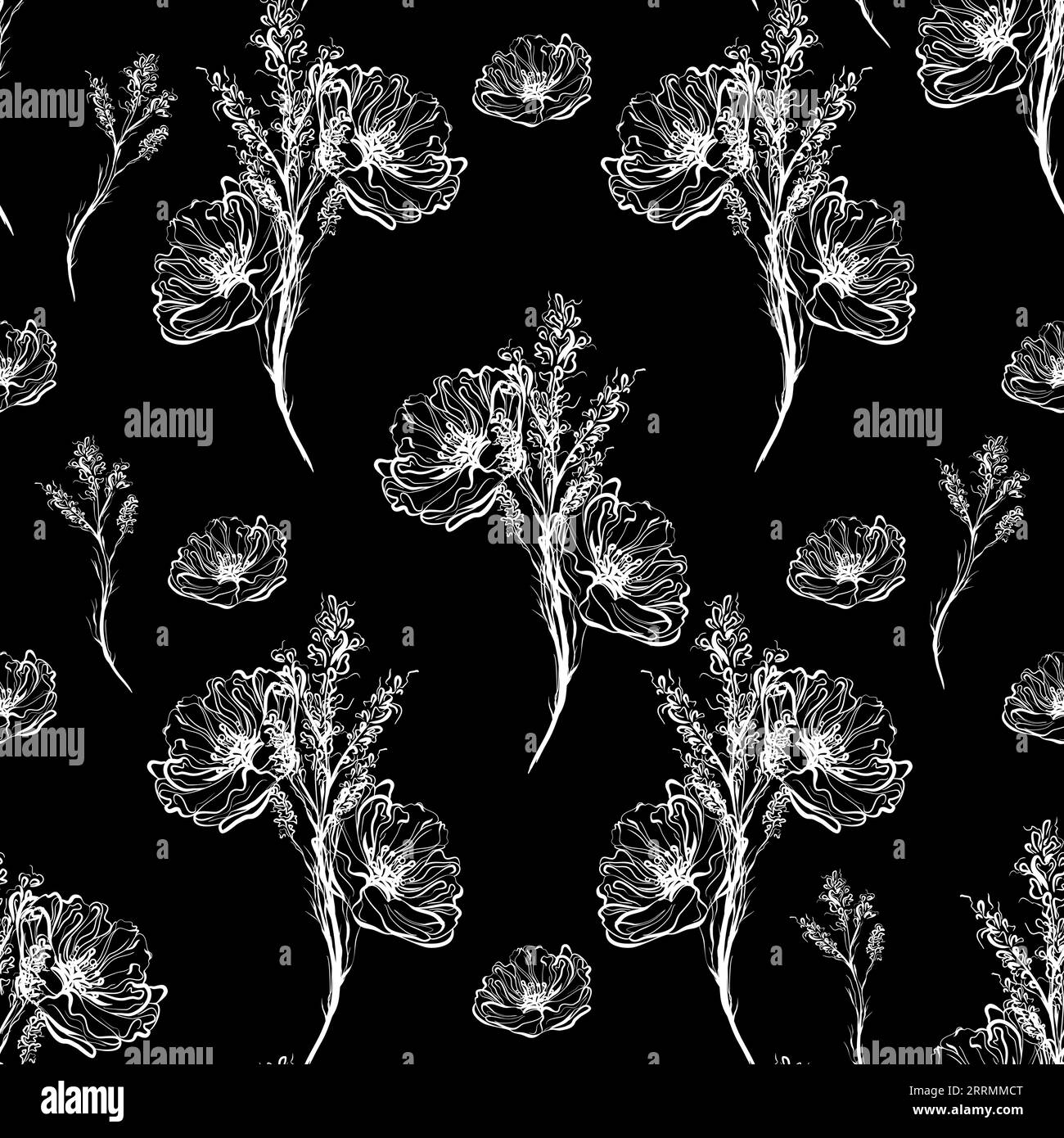 Motif floral sans couture avec illustration vectorielle de coquelicots Illustration de Vecteur